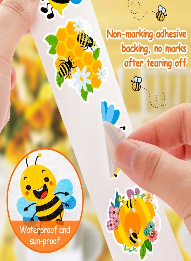 TORINALITAL 1200Pcs Bee Stickers for Kids, 1.5 inch Bee Theme Stickers, Cute Honey Sticks and Sunflower for Birthday, Baby Shower, Teacher Reward, Bicycles(16 Styles) - Image 3