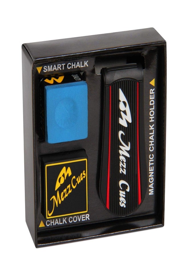 MEZZ (Black w/White logo) - Smart Chalk Set: Pool Cue Chalk + Chalk Holder + Chalk Cover - Image 1