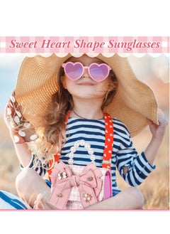Excefore Purse for Little Girls Mini Toddler Crossbody Handbags with Pearl Bow Sunglasses Box Set for Kids Gift  - Image 4