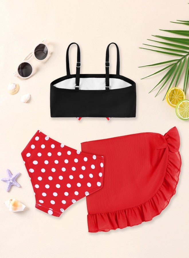 Ghteas 18-24 Month Swimsuit Girl 18 Month Bathing Suit Girls Two Piece Bow Red and Black Swimwear with Cover Up Summer Beach Outfit 2t Swimsuit Girl - Image 5