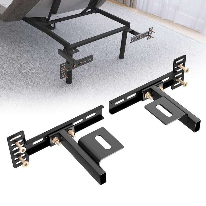 ZUAGCO Headboard Brackets for Metal Bed Frame Adjustable Brackets for Headboard with Footboard Extension Kit Fit Twin Full Queen King 2 Pack Matte Black - Image 1