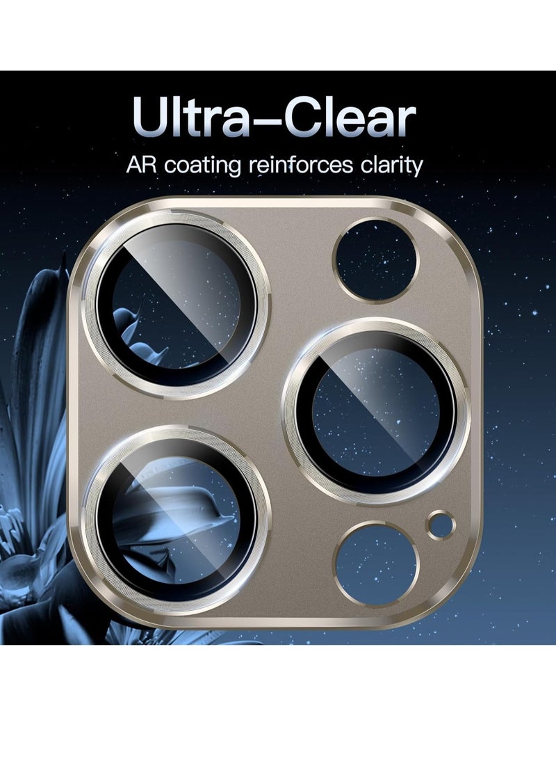 Camera Lens Protector for iPhone 15 Pro 6.1-Inch and iPhone 15 Pro Max 6.7-Inch, Full Coverage 9H Tempered Glass Ring Cover, Matte Metal Plate, Case Friendly, 1-Pack (Natural Titanium) - Image 4