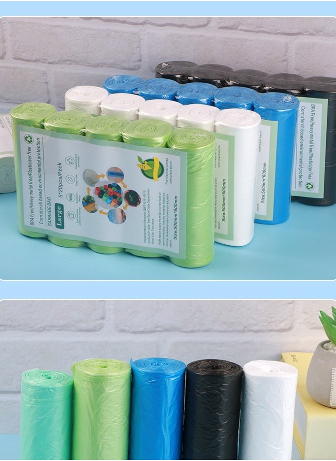 ShineShe Garbage Bags Biodegradable Compact Roll Black 50x60cm (20pc x 5Rolls) 100 bags  - Image 2