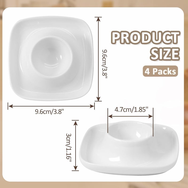 vibedor 4 PCS Ceramic Egg Cups, White Hard Boiled Egg Holders for Restaurant, Kitchen and Parties for Breakfast, Serving and Meal（Square） - Image 3