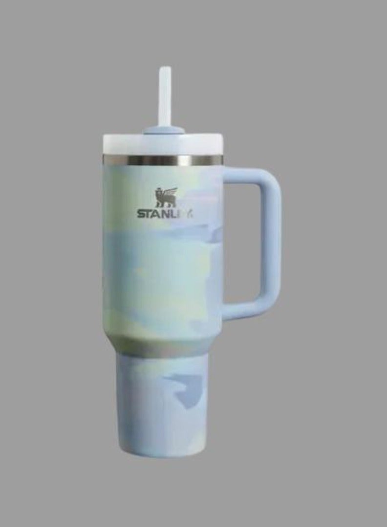 Stanley Adventure Quencher H2.0 40oz (1.18L) Insulated Water Bottle - Color: Cool Serene Brushstroke - Large Capacity, Leak-Proof, Durable, Sweat-Free Design for Hydration on the Go – Perfect for Sports, Travel & Outdoor Adventures - Image 1