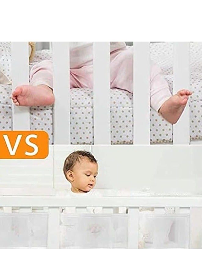 DUNISO 2 Pieces of Baby anti collision bed fence, male and female adjustable mesh material, suitable for bedrooms, soft, breathable, anti collision (1.5 meters+3.2 meters) * 27cm (white) - Image 4