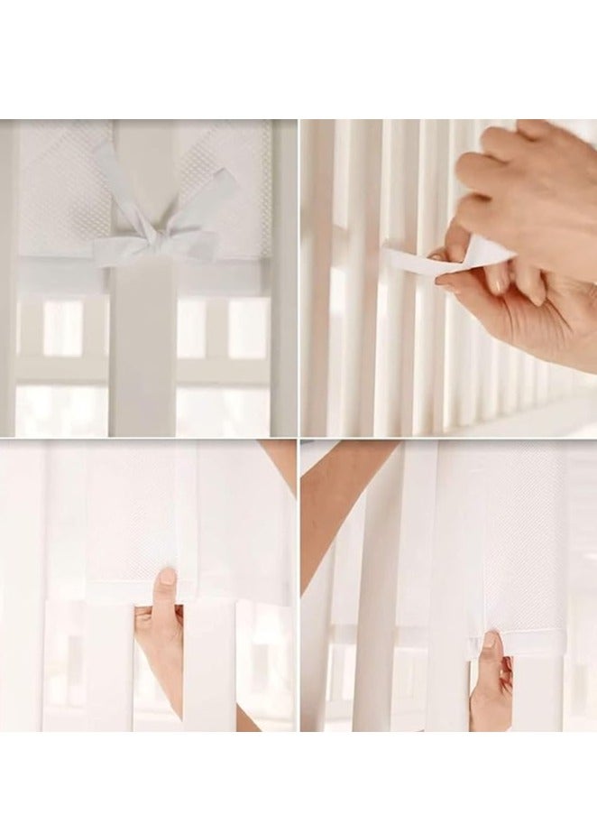 DUNISO 2 Pieces of Baby anti collision bed fence, male and female adjustable mesh material, suitable for bedrooms, soft, breathable, anti collision (1.5 meters+3.2 meters) * 27cm (white) - Image 5