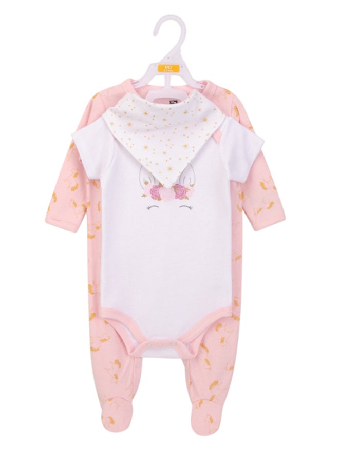 hudson baby Baby Layette Set 3 Piece Unicorn, 3 - 6 Months  - Image 2
