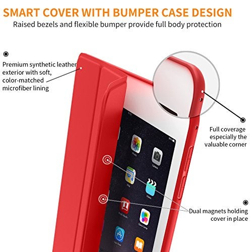 DTTO for iPad Mini 5th Generation Case and iPad Mini 4 Case, Ultra Slim Lightweight Trifold Smart Shell with Soft TPU Back Cover, Auto Sleep/Wake, Red - Image 3