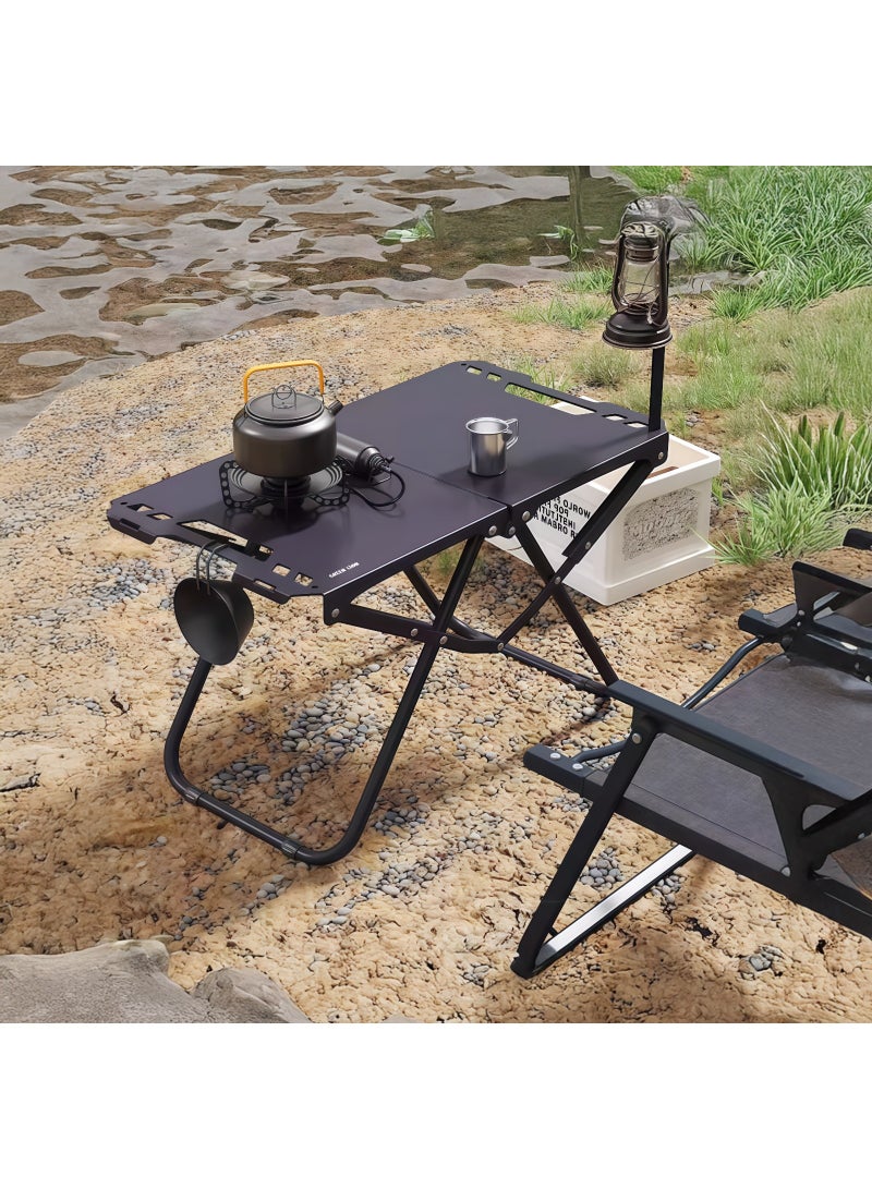 جرين ليون طاولة تخييم دنفر المحمولة، طاولة تخييم محمولة قابلة للطي، مصنوعة من الفولاذ الكربوني المطلي، خفيفة الوزن، تتحمل حتى 30 كجم، إطار ثابت على شكل حرف X، مقاومة للماء والحرارة، مضادة للتآكل، سهلة وسريعة التركيب، قاعدة غير قابلة للانزلاق - لون أسود - Image 2
