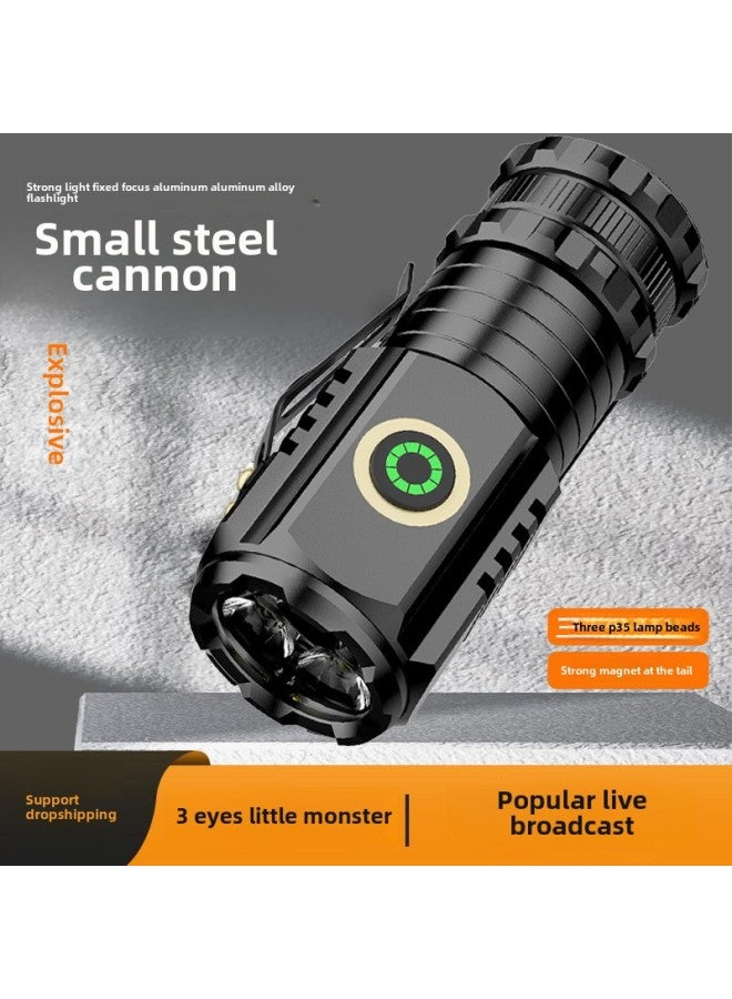 Generic LED Strong Light Long-range Flashlight Super Bright Mini Portable Small Flashlight Outdoor Multi-function Cap Lamp-Color:Sd-s350-1 Magnetic Flashlight + Data Cable + Two Batteries + Box  - Image 1