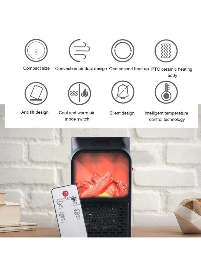 سخان لهب صغير 1000 وات PTC سيراميك تسخين سريع سخان مدفأة محمول صامت مع غلاف بلوري مقاوم للحريق للمنزل - Image 2