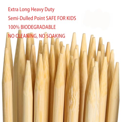 JIACHIL Natural Bamboo Skewers 30 Inch Extra Long 5mm Heavy Duty Marshmallow Roasting Sticks Thick Smore Sticks for BBQ Grilling Camping Kitchen Crafting and Party (60) - Image 3