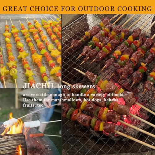 JIACHIL Natural Bamboo Skewers 30 Inch Extra Long 5mm Heavy Duty Marshmallow Roasting Sticks Thick Smore Sticks for BBQ Grilling Camping Kitchen Crafting and Party (60) - Image 4