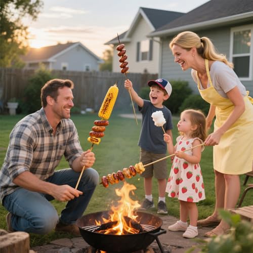 JIACHIL Natural Bamboo Skewers 30 Inch Extra Long 5mm Heavy Duty Marshmallow Roasting Sticks Thick Smore Sticks for BBQ Grilling Camping Kitchen Crafting and Party (60) - Image 5
