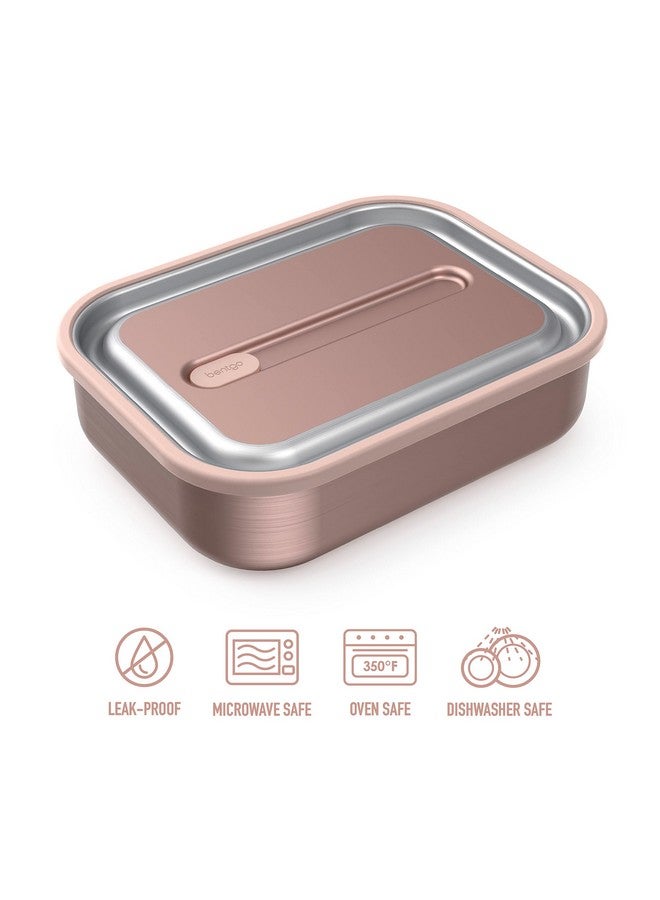 Bentgo MicroSteel Leak-Proof Lunch Box - Microwave-Safe, Oven-Safe, Bento-Style Container with Removable Divider, Airtight Lid, Sustainable Design, Odor & Stain Resistant (Rose Gold) - Image 4