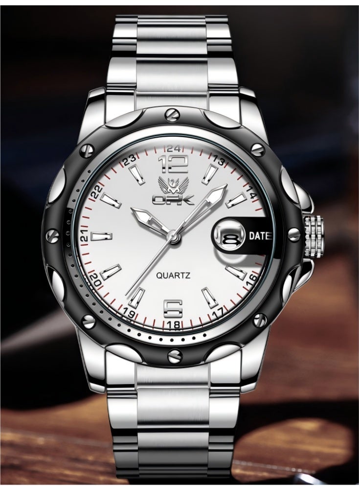 OPK Watch for Men Stainless Steel Waterproof Luminous Date Analog Quartz Wrist Watch Business Fashion Casual Men Watches - Image 2