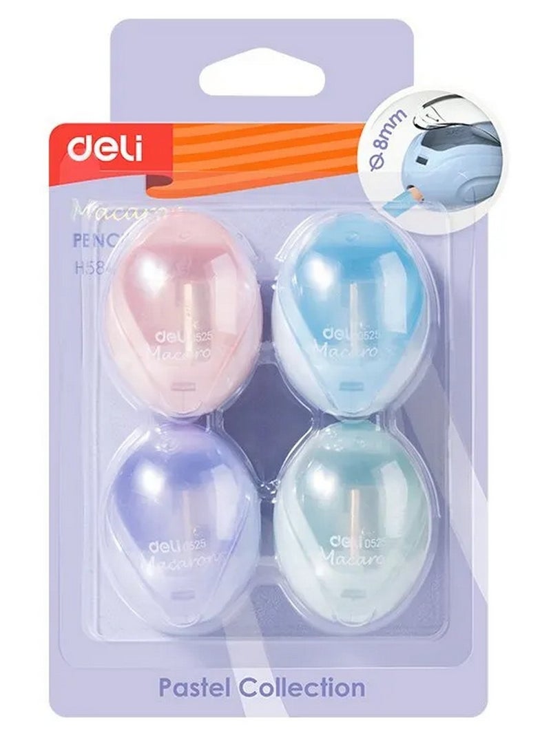 ديلي مبراة أقلام رصاص بيضاوية صغيرة 4 قطع