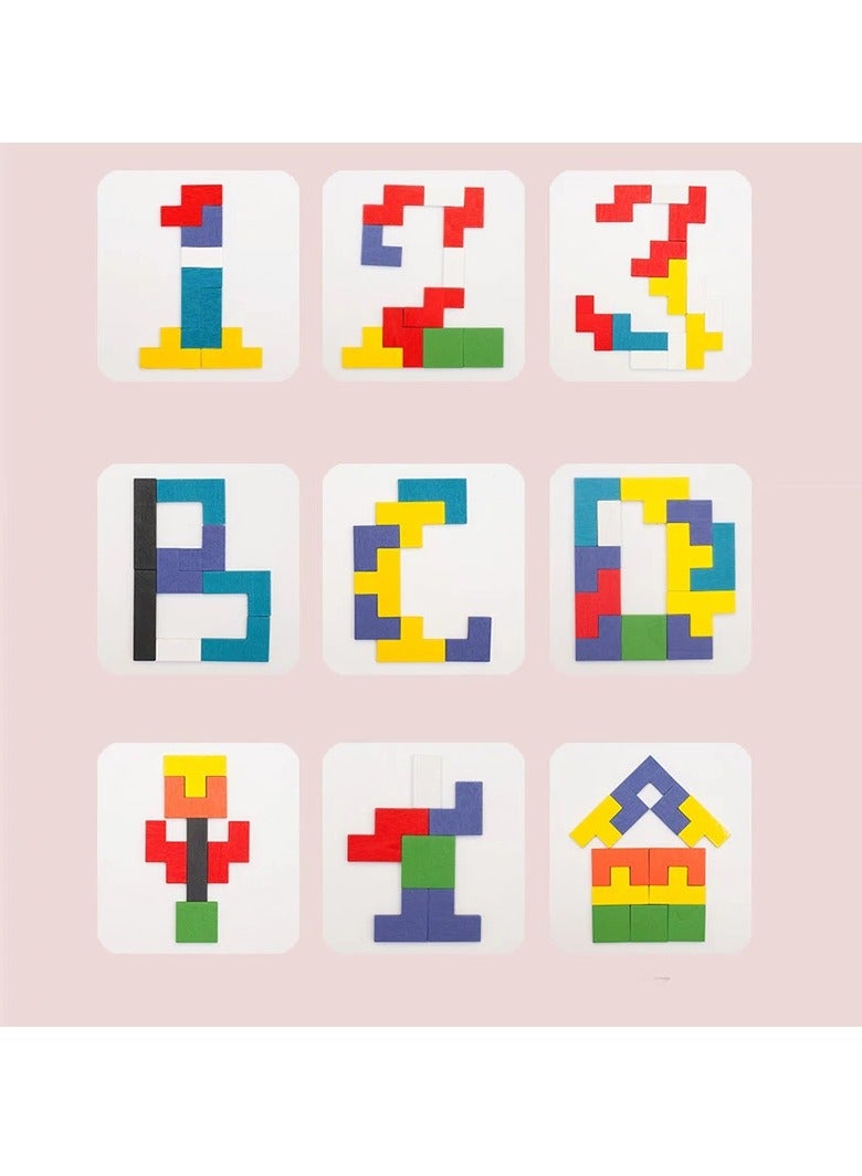 ألغاز خشبية للأطفال لعبة تانغرام مواد مونتيسوري ألعاب تعليمية - Image 3