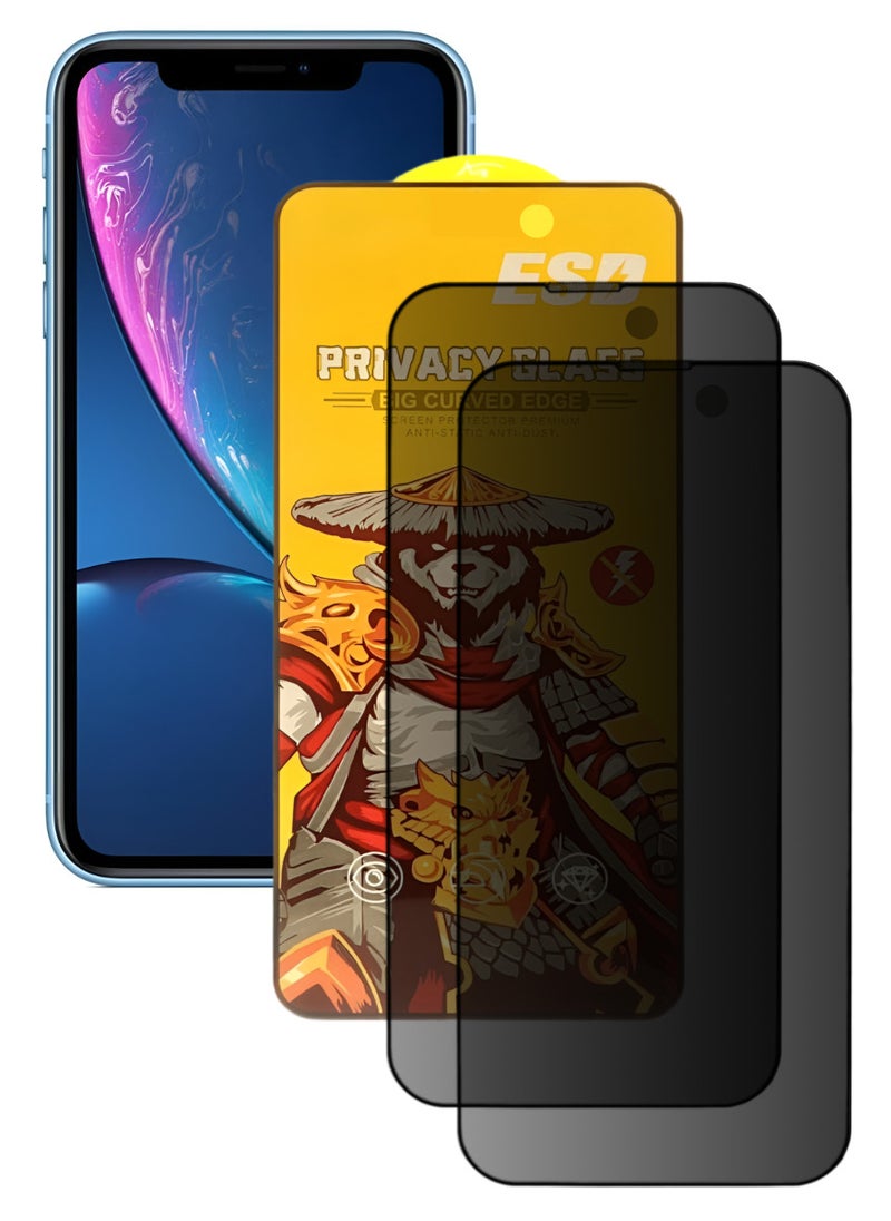 ESD 2 Pieces Tempered Dustproof Privacy Glass Screen Protector Compatible For iPhone XR - Image 1