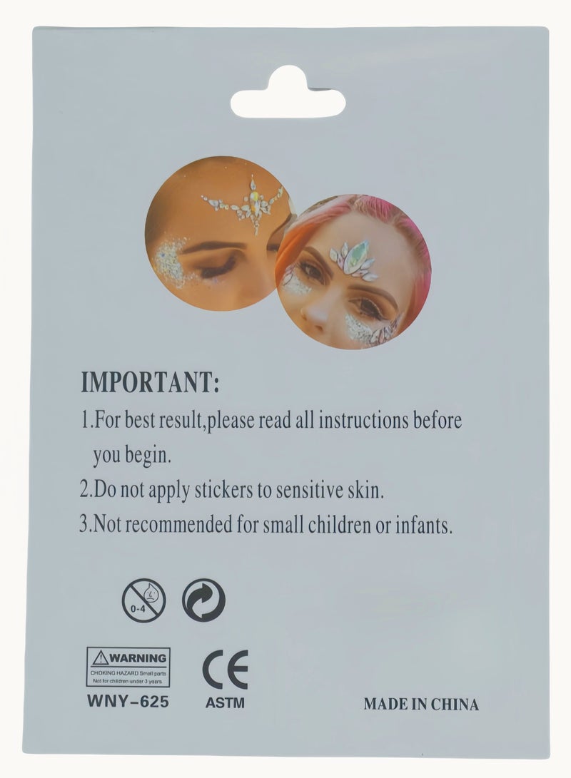 Transparent flower-shaped crystal diamond stickers, face decoration stickers, 3D stickers, children's DIY decorations, self-adhesive jewelry stickers, colored diamond stickers - Image 3