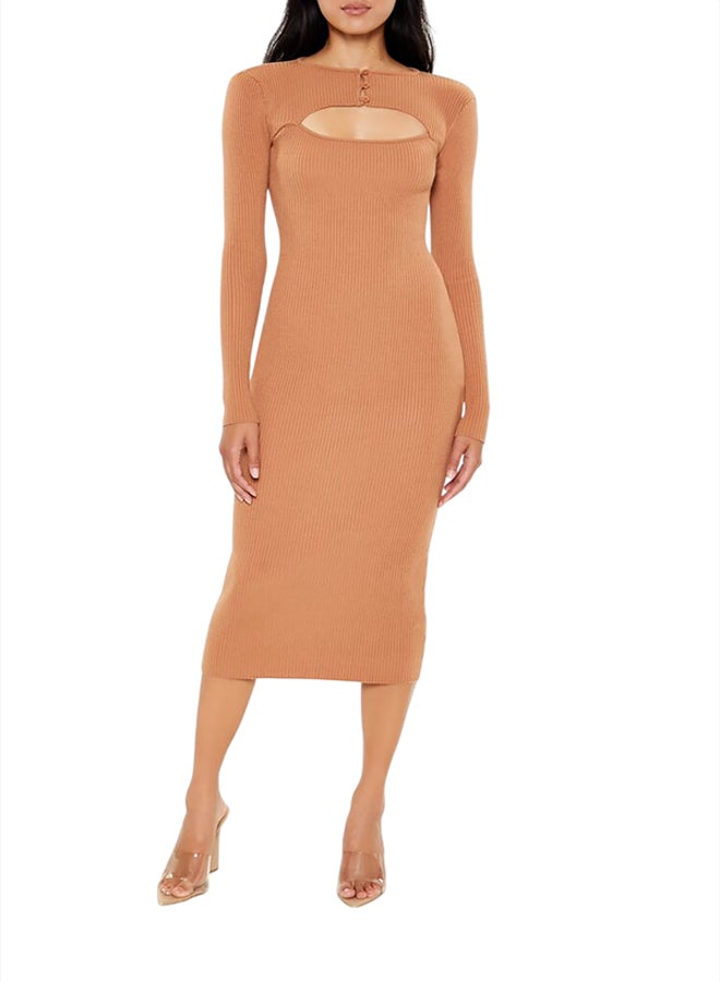 FOREVER 21 Cutout Bodycon Midi Sweater Dress - Image 1