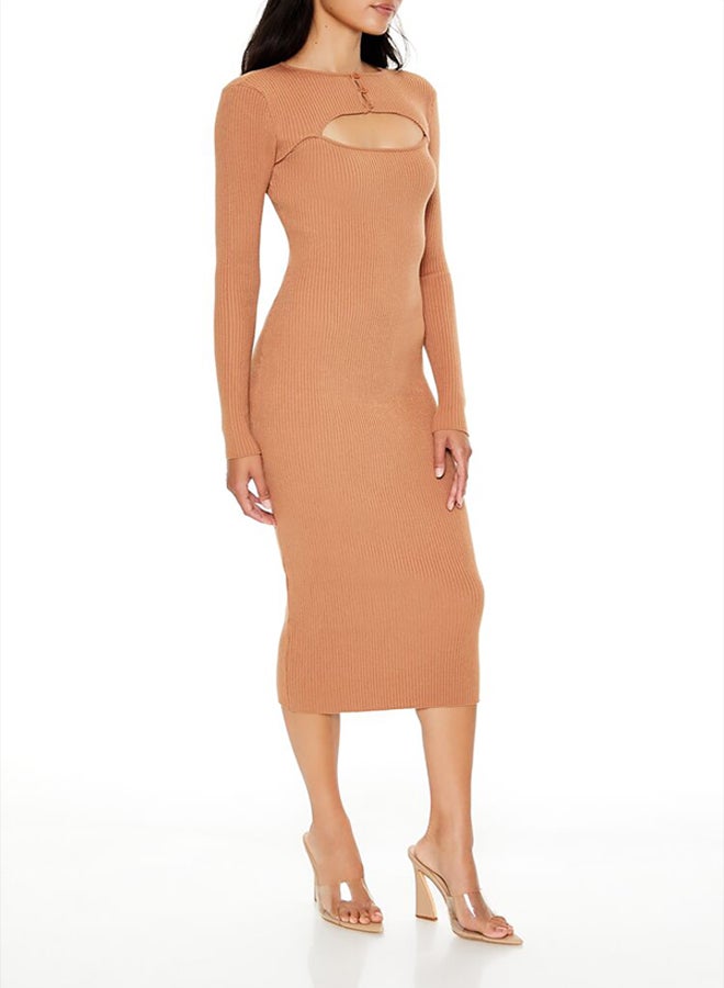 FOREVER 21 Cutout Bodycon Midi Sweater Dress - Image 3