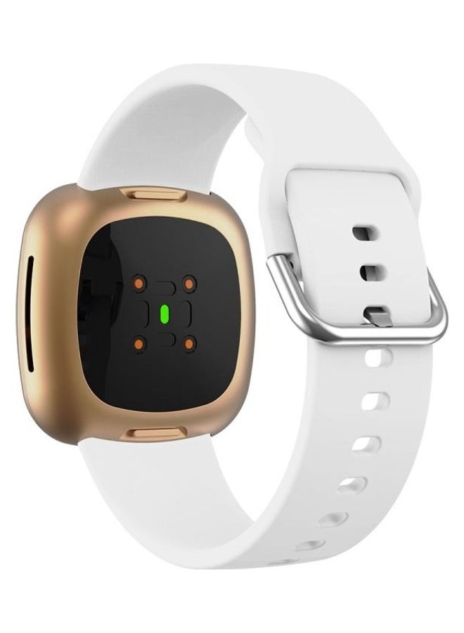 NIBEMINENT Silicone Replacement Strap Watchband For Fitbit Versa 3 White - Image 4