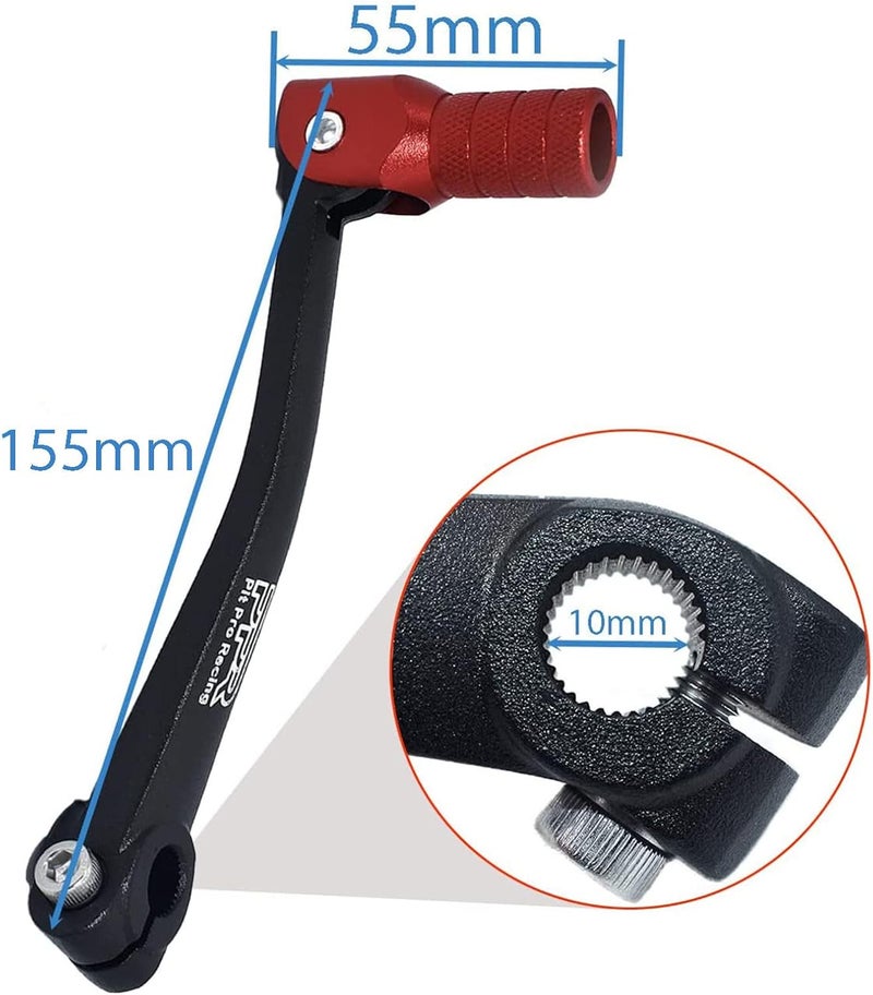 PPR PIT PRO RACING CNC Aluminum Folding Gear Shift Lever - Black & Red - Image 2