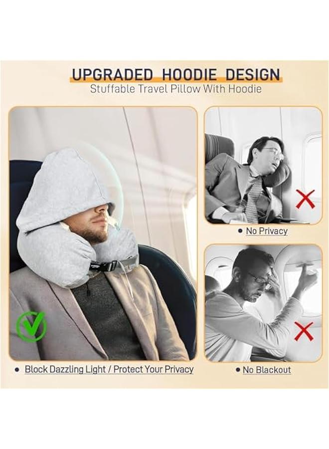 HOOKOR Travel Neck Pillow with Hood - Adult Travel Must Haves Airplane Hoodie Pillow, Premium Quality Memory Foam, Fit for Office, Car Ride, Sleeping (Navy blue) - Image 5