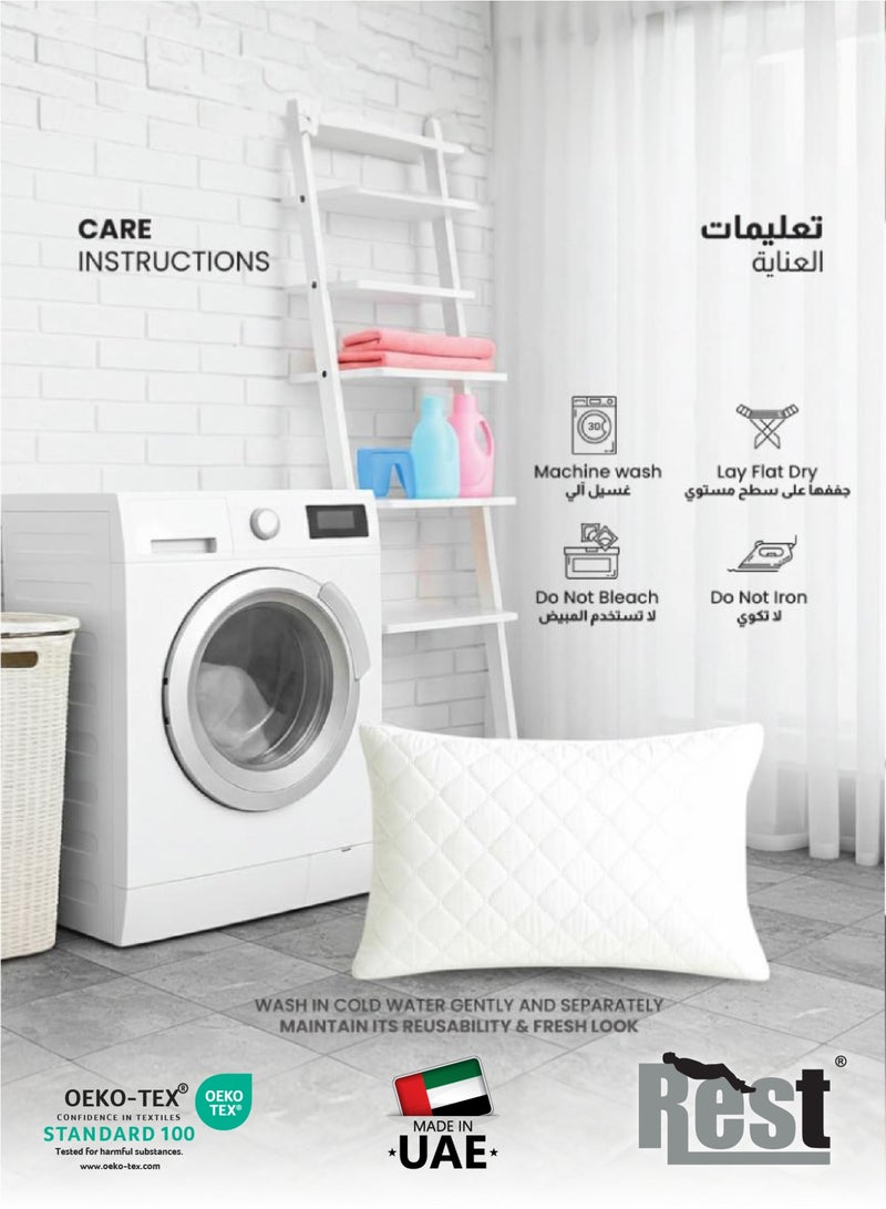 Rest Antiallergic Quilted Pillow 50x70cm White Bed Pillow for Sleeping - Image 5