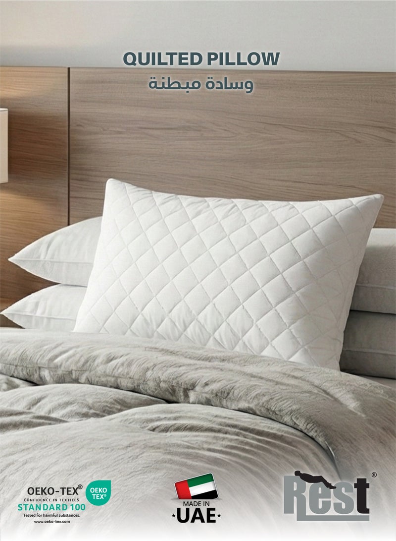 Rest Antiallergic Quilted Pillow 50x70cm White Bed Pillow for Sleeping - Image 1