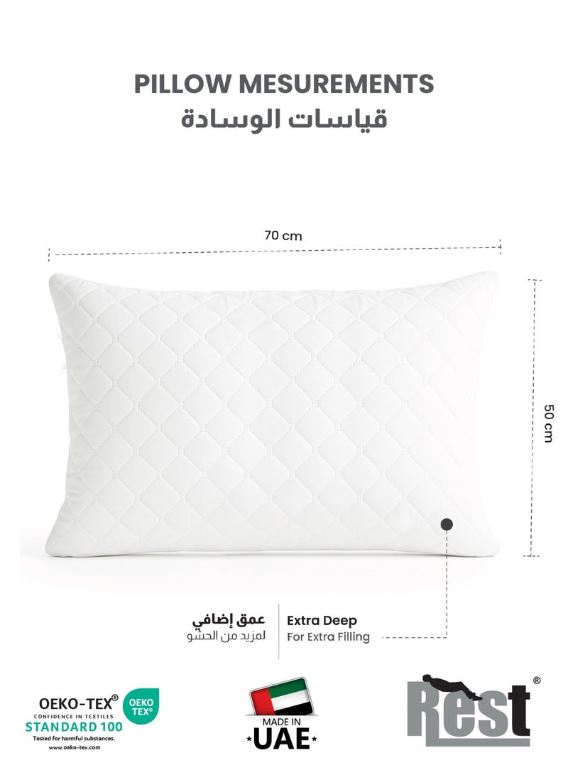 Rest Antiallergic Quilted Pillow 50x70cm White Bed Pillow for Sleeping - Image 2