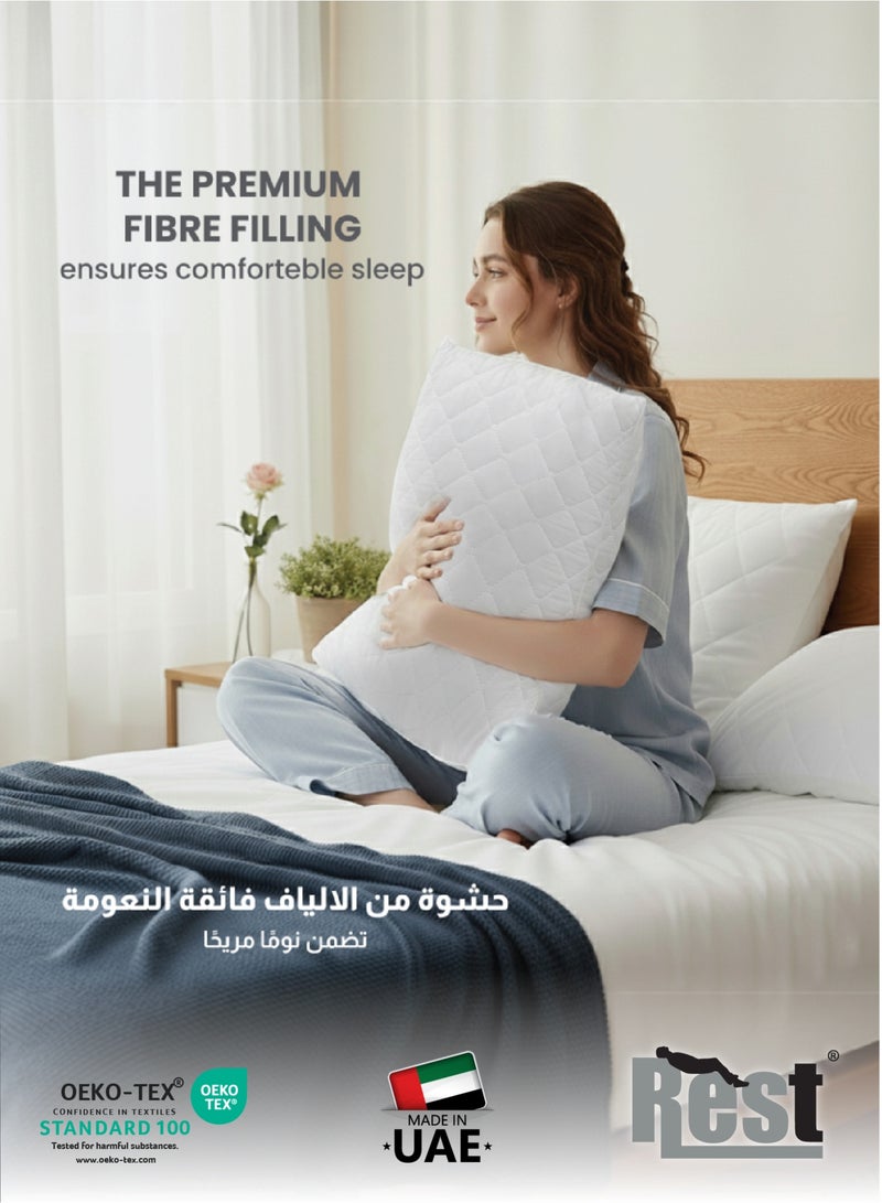 Rest Antiallergic Quilted Pillow 50x70cm White Bed Pillow for Sleeping - Image 4