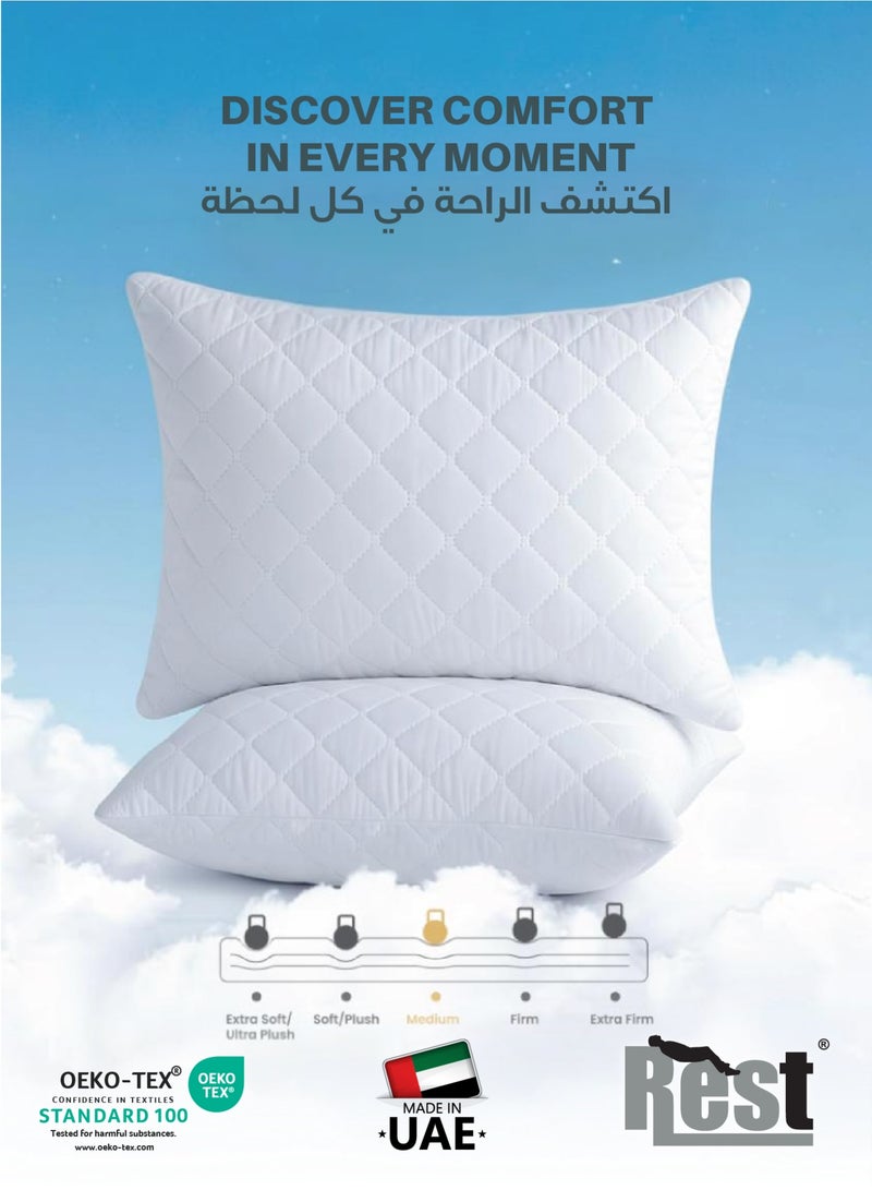 Rest Antiallergic Quilted Pillow 50x70cm White Bed Pillow for Sleeping - Image 3