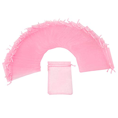 Bezall 50Pcs Pink Organza Bags 3x4 inches, Small Mesh Drawstring Jewelry Candy Pouches Wedding Party Baby Shower Favor Gift Bags - Image 2