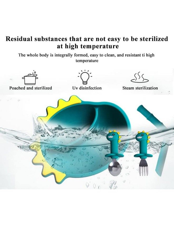 StarAndDaisy Baby Plates For Toddlers With Straw Silicone Plates With Suction Divided Kids Bpa Free Microwave Dishwasher Safe Plates With Set Of Spoons (Casual Plate Pink) - Image 3