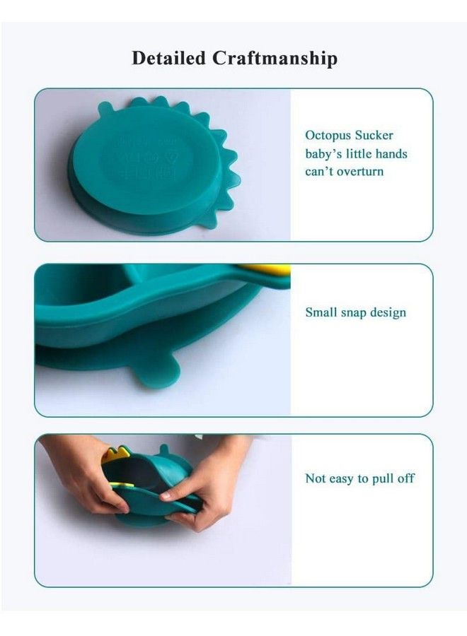 StarAndDaisy Baby Plates For Toddlers With Straw Silicone Plates With Suction Divided Kids Bpa Free Microwave Dishwasher Safe Plates With Set Of Spoons (Casual Plate Pink) - Image 5