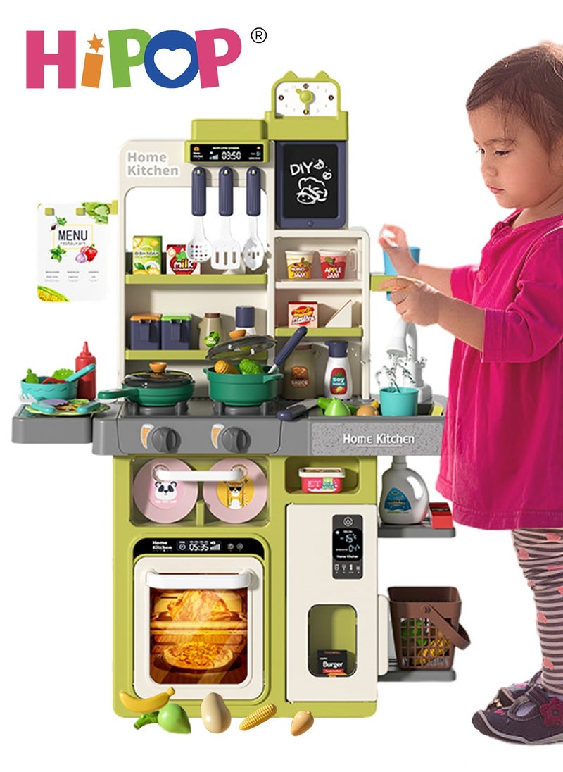HIPOP - 80cm High Kitchen Playset for Kids,Rich Realistic Details Include Steam,Light,Water,Sound,63pcs Accessories,Separable Design Kids Pretend Kitchen Toys - Image 1