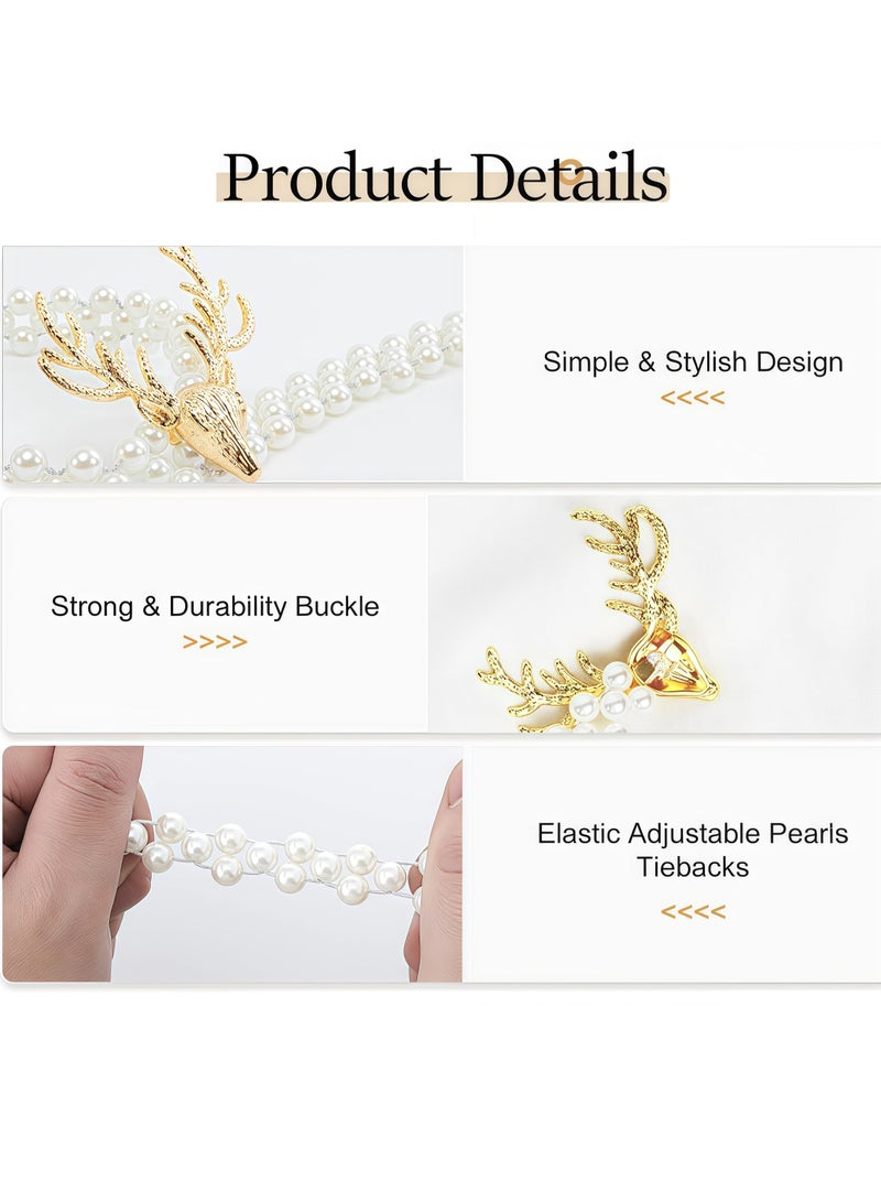 2pcs elk pearl curtain tie, curtain buckle, decorative rope holder, suitable for curtains, home, bedroom, office decorative curtains - Image 2