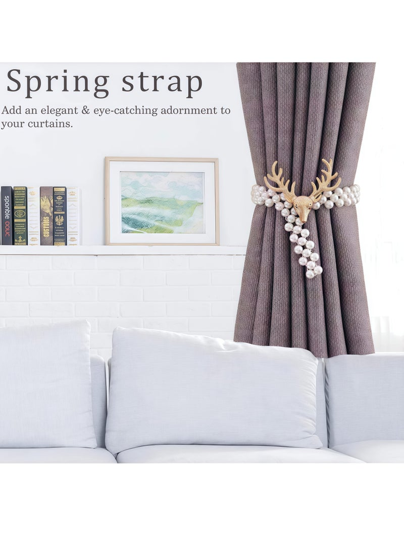 2pcs elk pearl curtain tie, curtain buckle, decorative rope holder, suitable for curtains, home, bedroom, office decorative curtains - Image 4