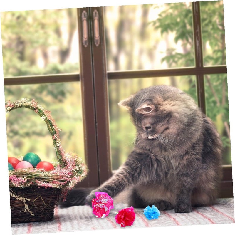 25 Pcs Crinkle Cat Paper Balls With Sound Effects Lightweight Interactive Play Toys For Indoor Cats Random Colors Mixed Multicolor - Image 5