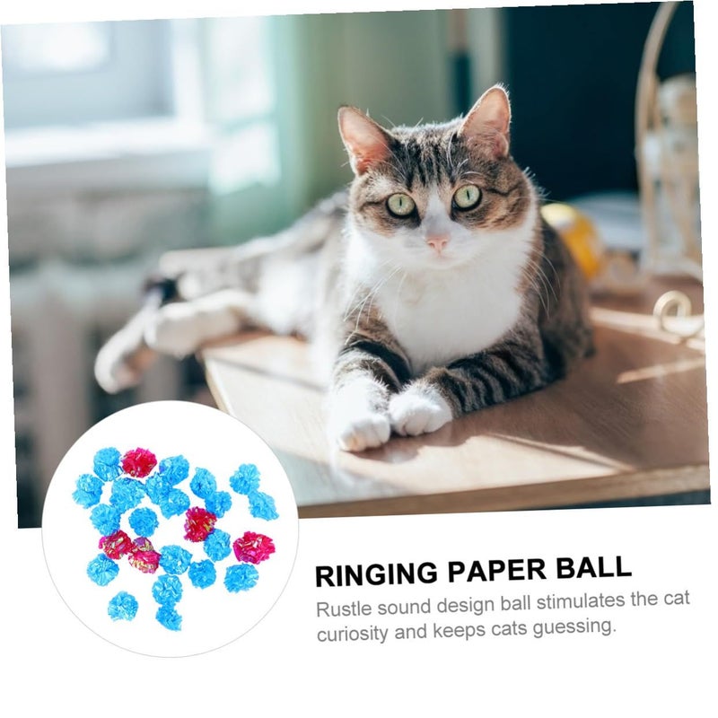 25 Pcs Crinkle Cat Paper Balls With Sound Effects Lightweight Interactive Play Toys For Indoor Cats Random Colors Mixed Multicolor - Image 4