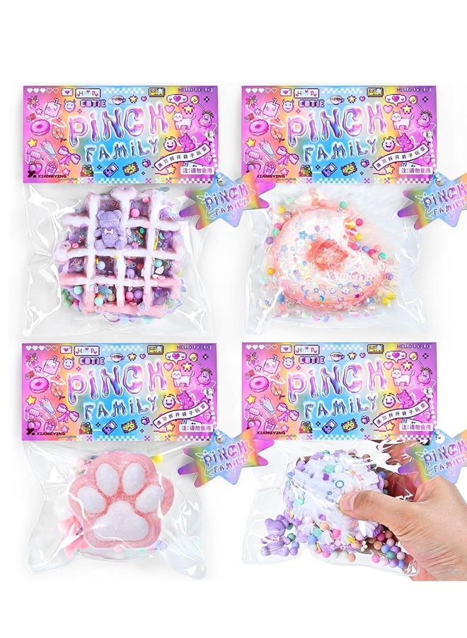 4Pcs Taba Squishy Kit, Cute Fake Food PVC Sensory Toys, Stress Relieving Fur Ball OPP Packaging Gifts - Image 1