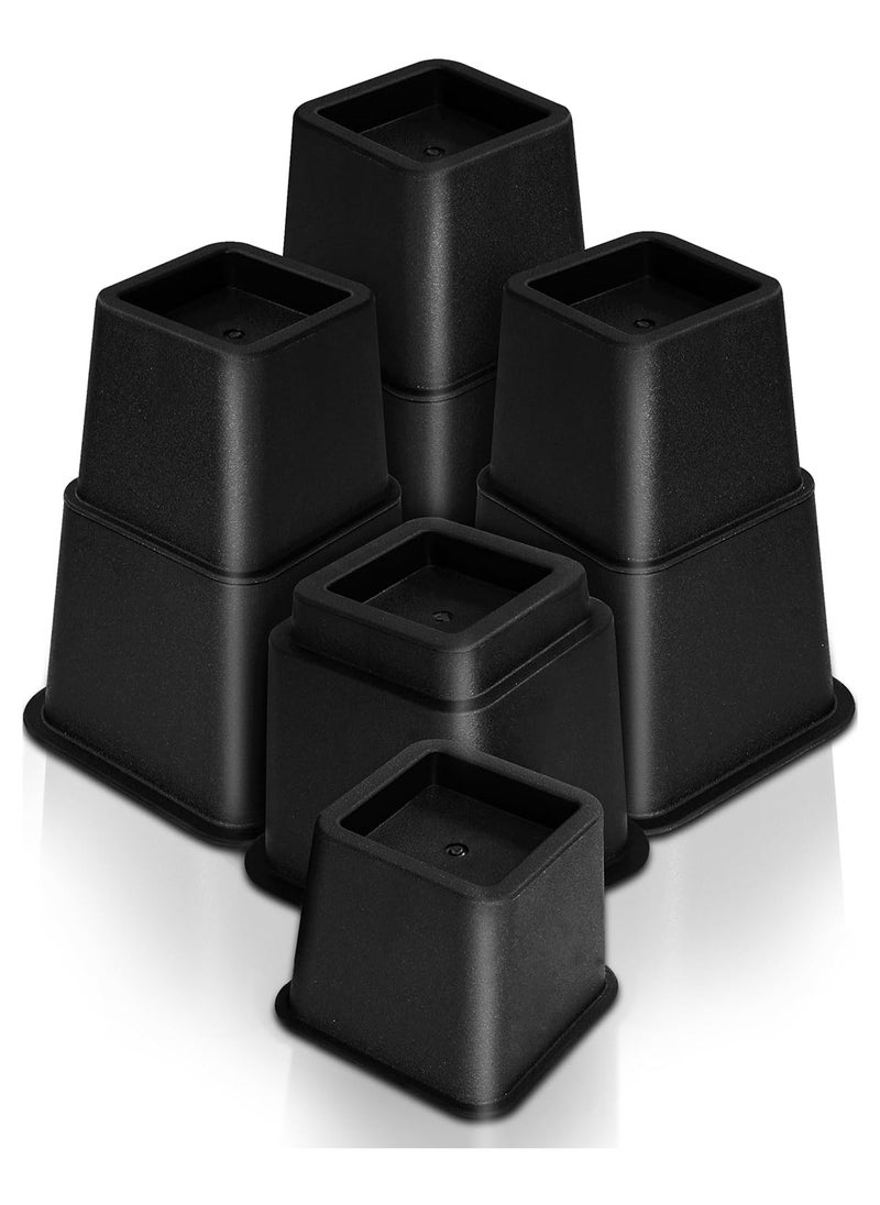 TOP CHOICE - Bedding Premium Adjustable Furniture Risers - 5 to 9 Inch Bed Riser, Table Riser, Chair Riser Sofa Riser - 8 Piece Set (Black) - Image 1