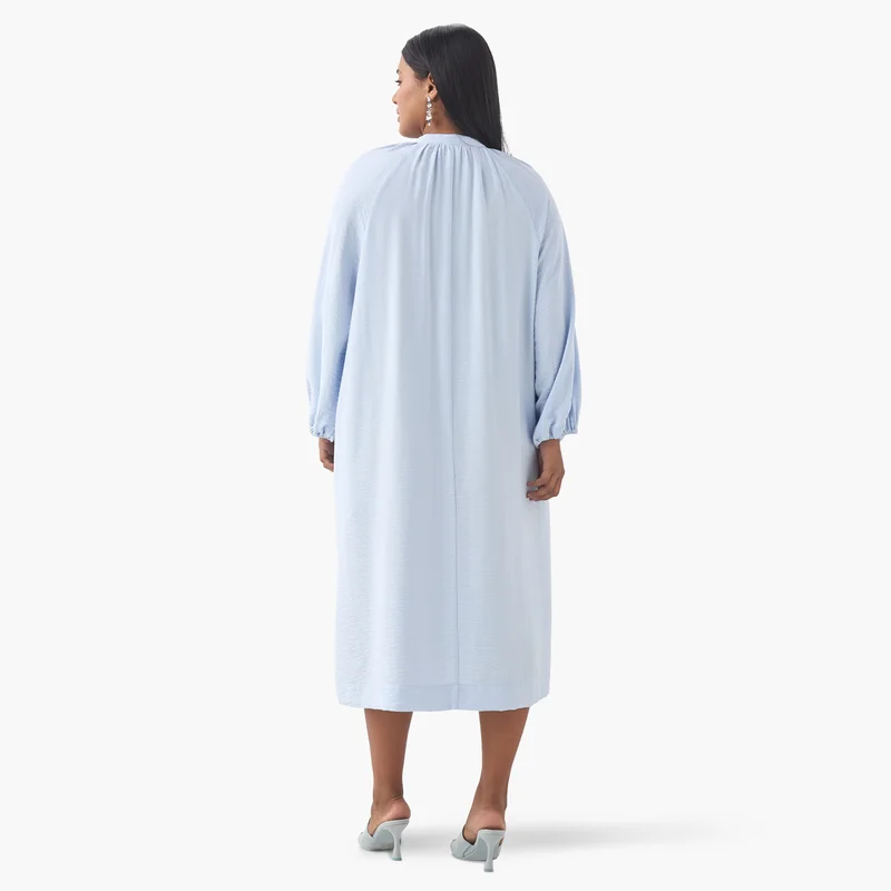 Ulla Popken Plus Size Ulla Popken Crochet Pocket Dress with Tie-Up Neck
