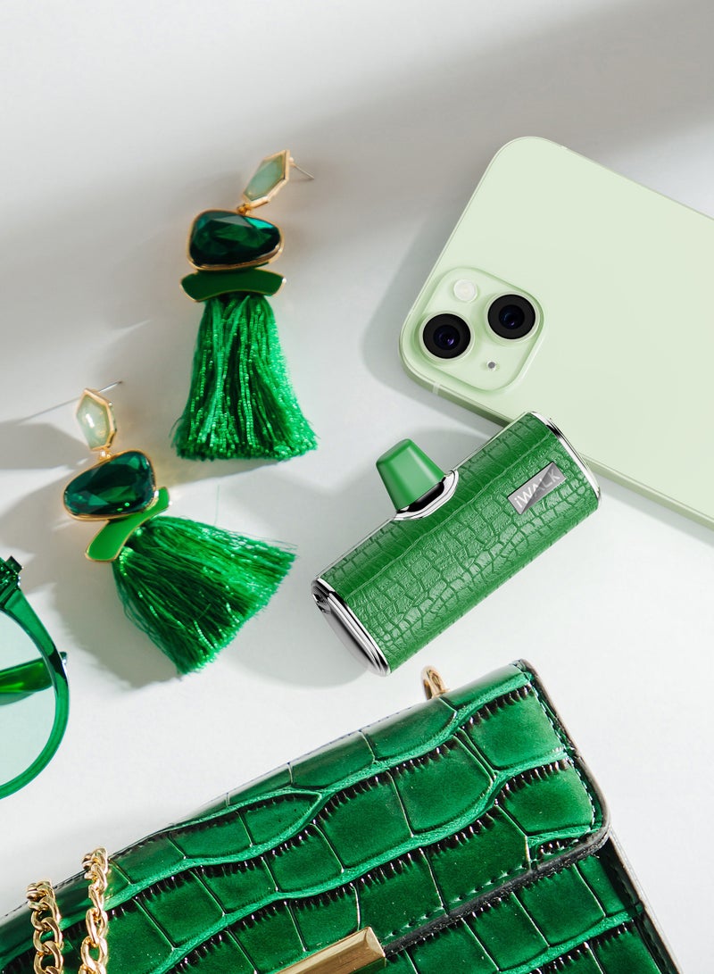 آيووك بنك الطاقة المحمول الصغير iWALK بنك طاقة صغير محمول بسعة 4500 مللي أمبير في الساعة، جلد من النوع الخفيف-أخضر - Image 4