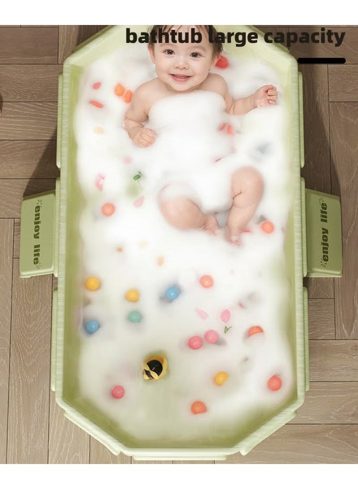 هوكور حوض استحمام للأطفال، حوض استحمام قابل للطي، حوض استحمام محمول بقاعدة مانعة للانزلاق + 5 كرات بحرية + 4 ألعاب بط صغيرة، سعة كبيرة، مناسب للأطفال من عمر 0 إلى 8 سنوات - Image 3