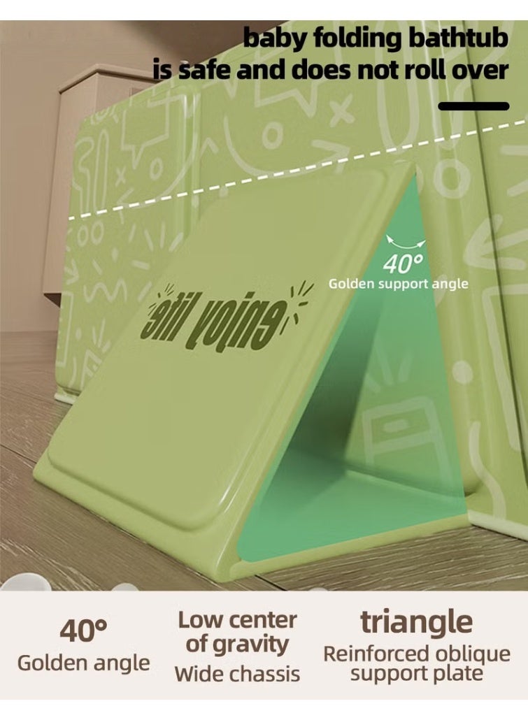 هوكور حوض استحمام للأطفال، حوض استحمام قابل للطي، حوض استحمام محمول بقاعدة مانعة للانزلاق + 5 كرات بحرية + 4 ألعاب بط صغيرة، سعة كبيرة، مناسب للأطفال من عمر 0 إلى 8 سنوات - Image 5