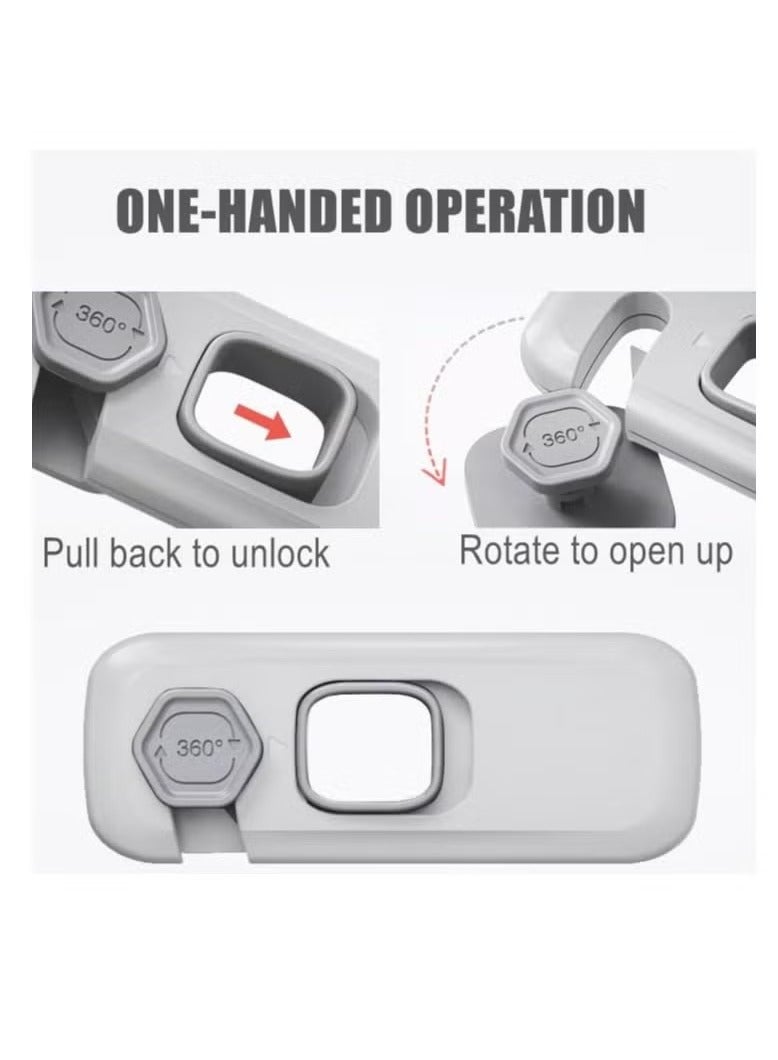2 Pack Child Proof Refrigerator Lock, Fridge Locks for Kids with Sticky Adhesive Pads, Child Safety Locks for Doors, RV Refrigerator, Oven Lock Child Safety Baby Cabinet Locks - Grey Updated  - Image 3